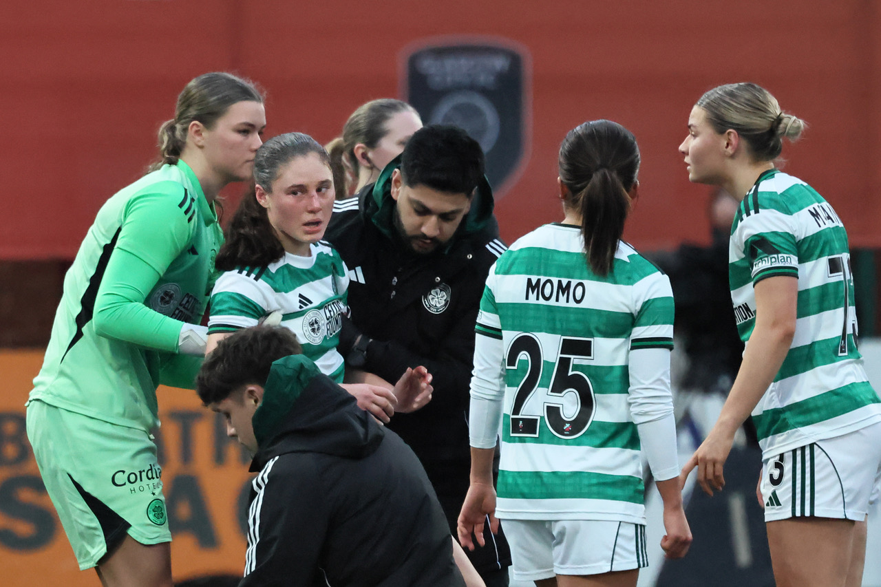 Emma Lawton suffers a nose injury.