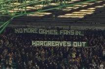 Bhoys Celtic protest banner at Motherwell game on Saturday