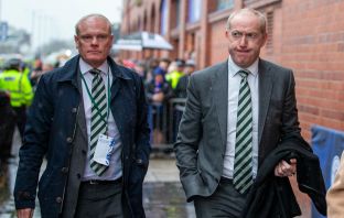 Chris McKay and Michael Nicholson arrive at Ibrox.