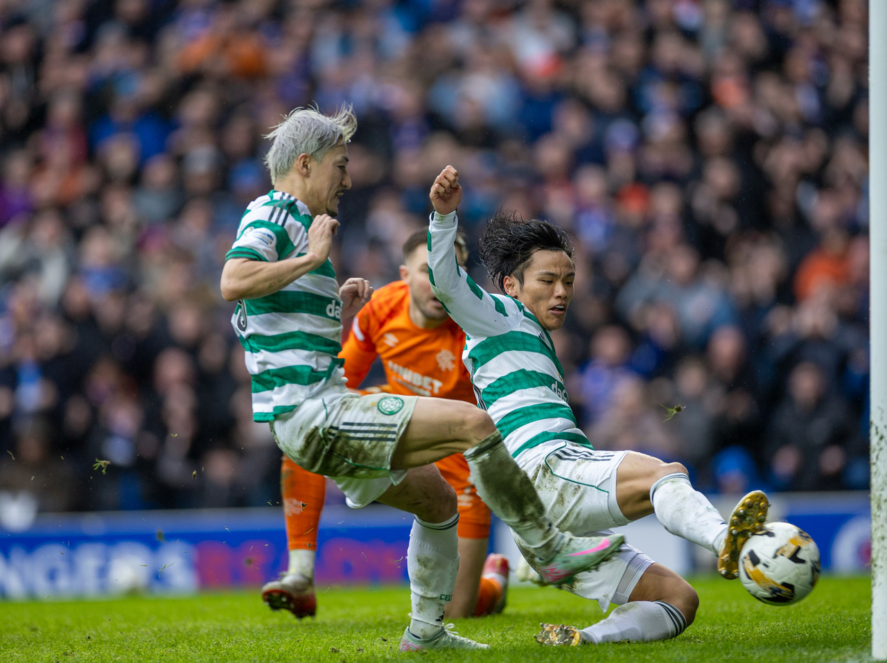 Reo Hatate scores at Ibrox