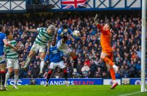 Daizen Maeda forces the penalty at Ibrox