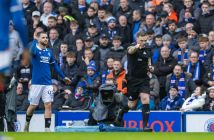 John Beaton points to the spot after a VAR review.