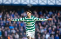 Tomas Cvancara celebrates scoring the penalty that takes Celtic into the semi-finals