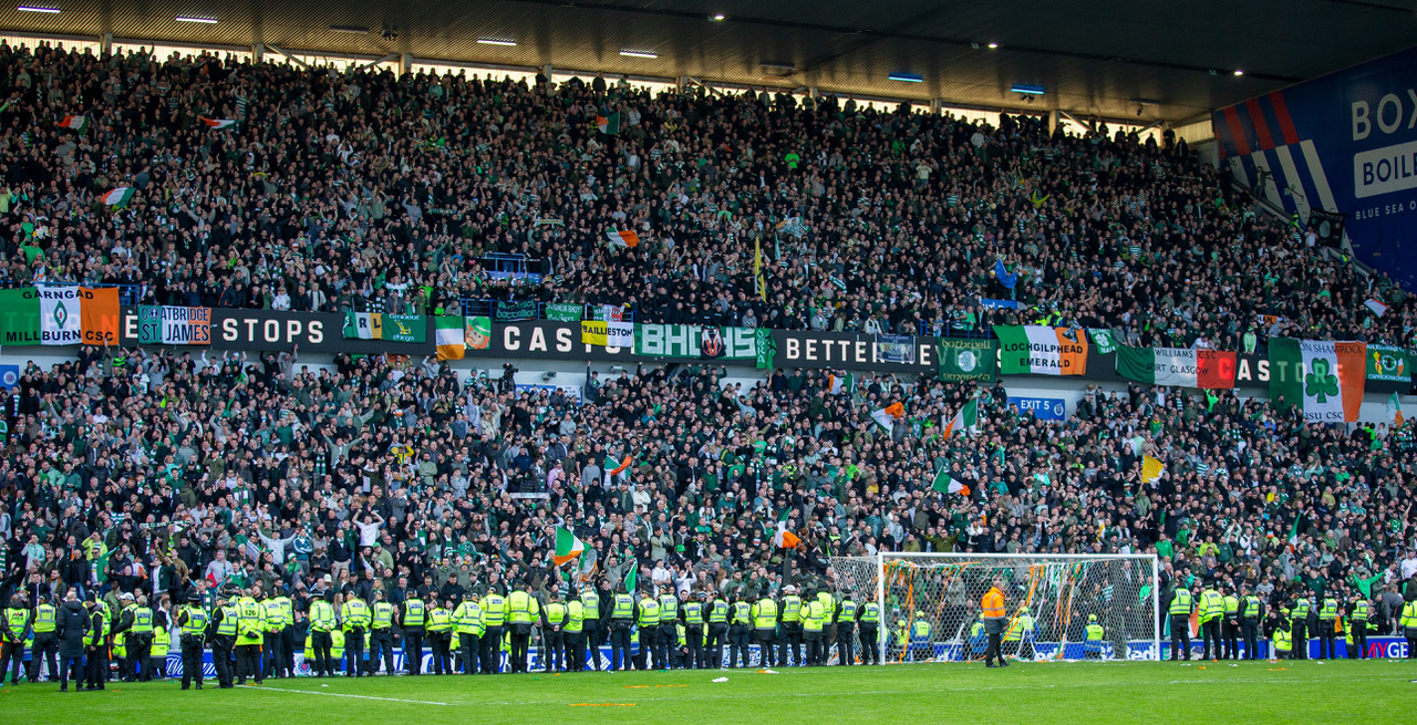 The Celtic support at Ibrox
