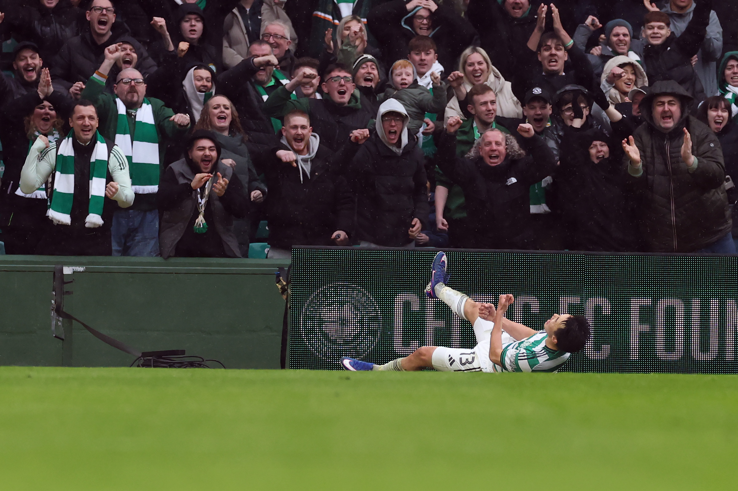 Hyunjun Yang of Celtic celebrates 