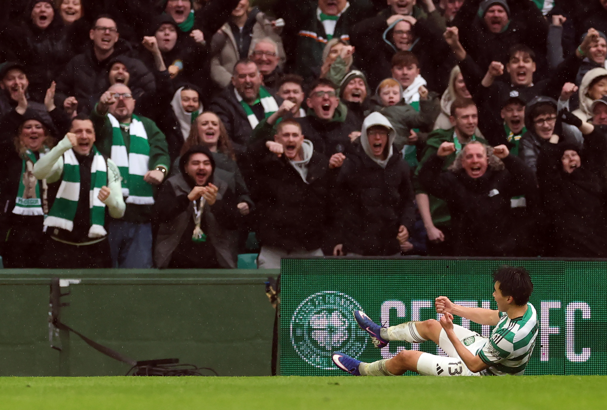 Hyunjun Yang of Celtic celebrates