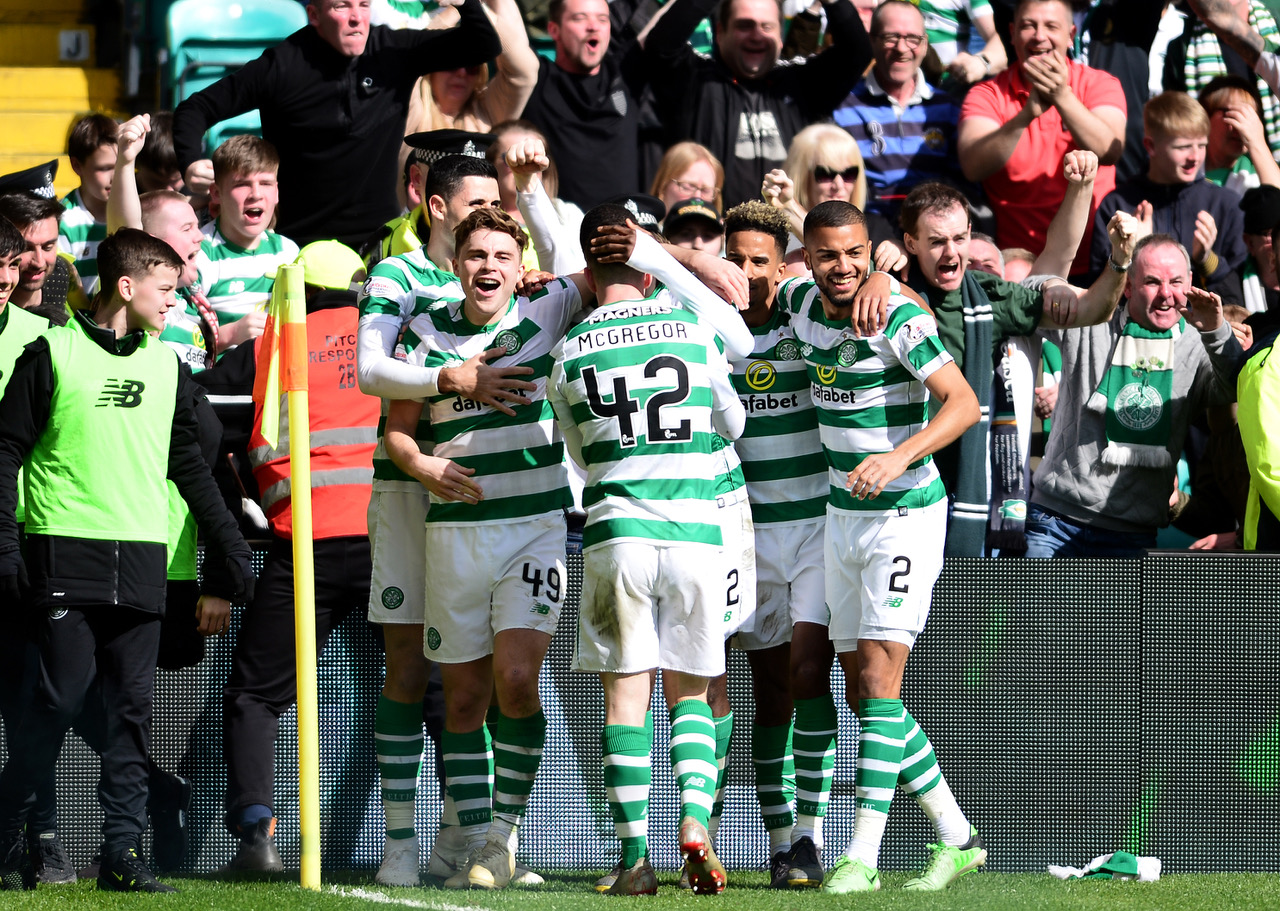 James Forrest of Celtic celebrates