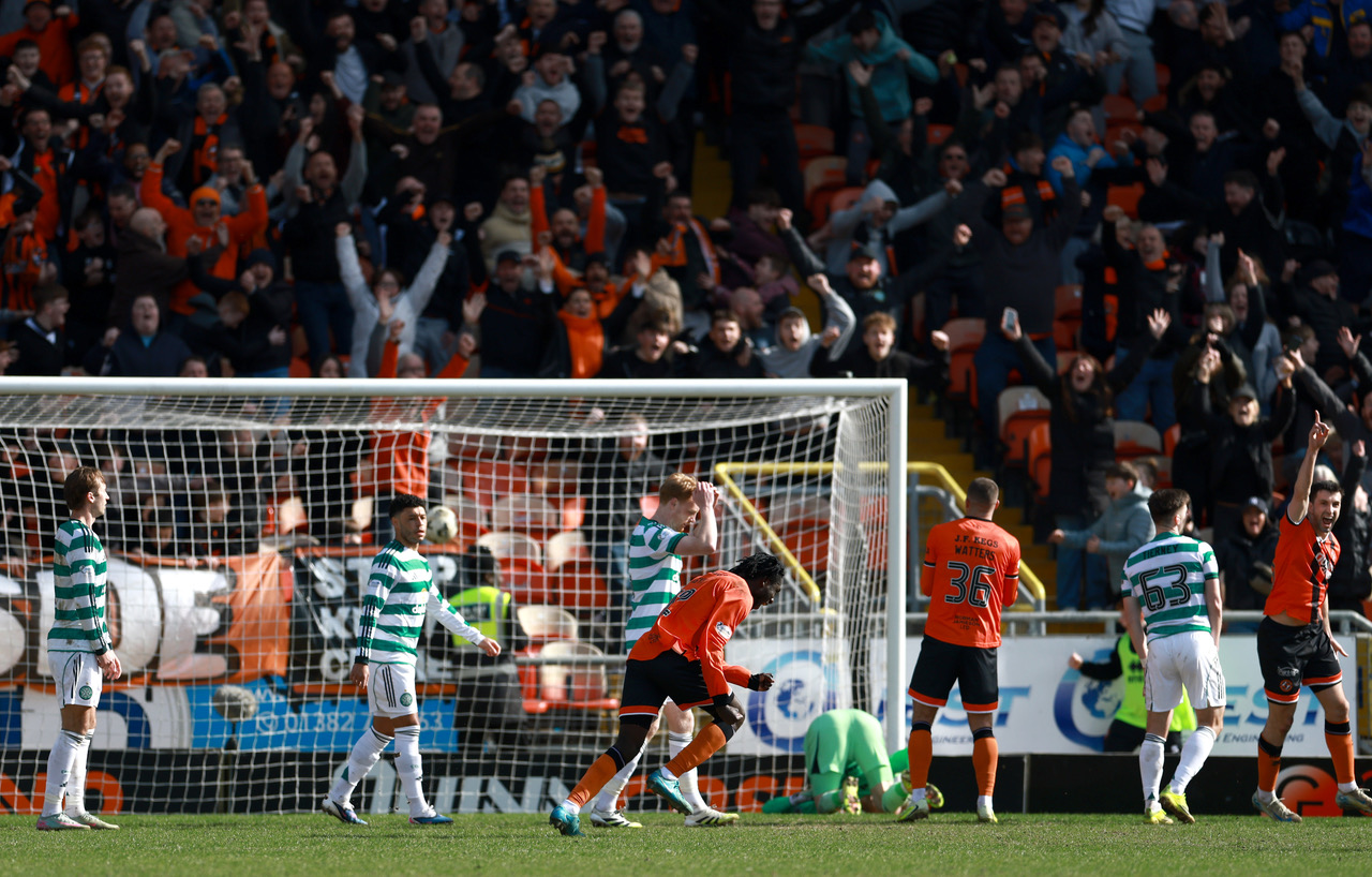 Emmanuel Agyei of Dundee United celebrates