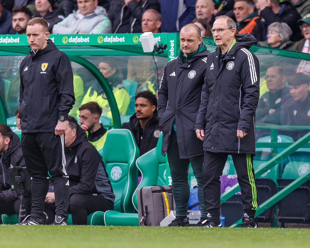 Celtic Manager Martin O'Neill and his assistant Shaun Maloney