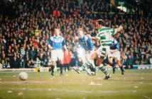 Paulo Di Canio scores against Rangers at Celtic Park on 6 March 1997