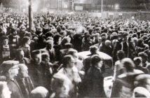 Celtic fans queue at Love Street in 1980