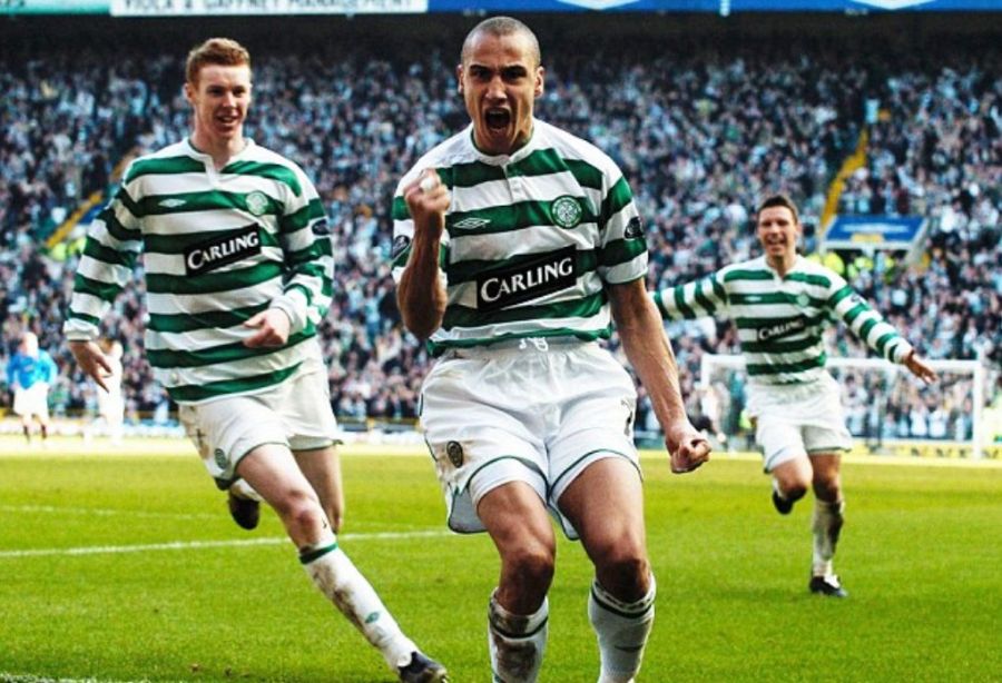 Henrik Larsson celebrates